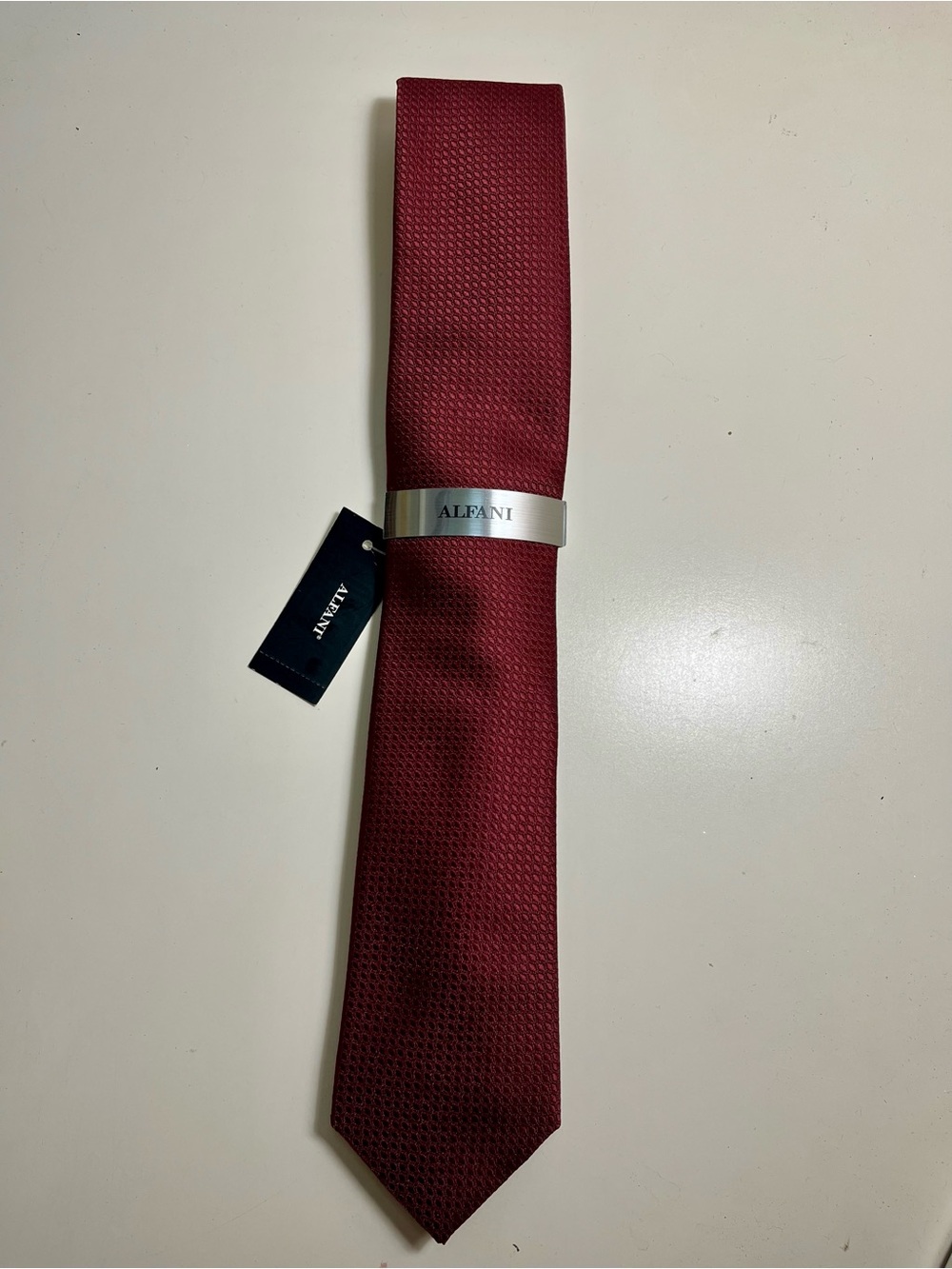 Alfani Men's Deep Red Burgundy Textured Tie